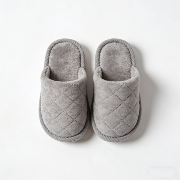 Kids’ Gray Indoor Cotton Slippers